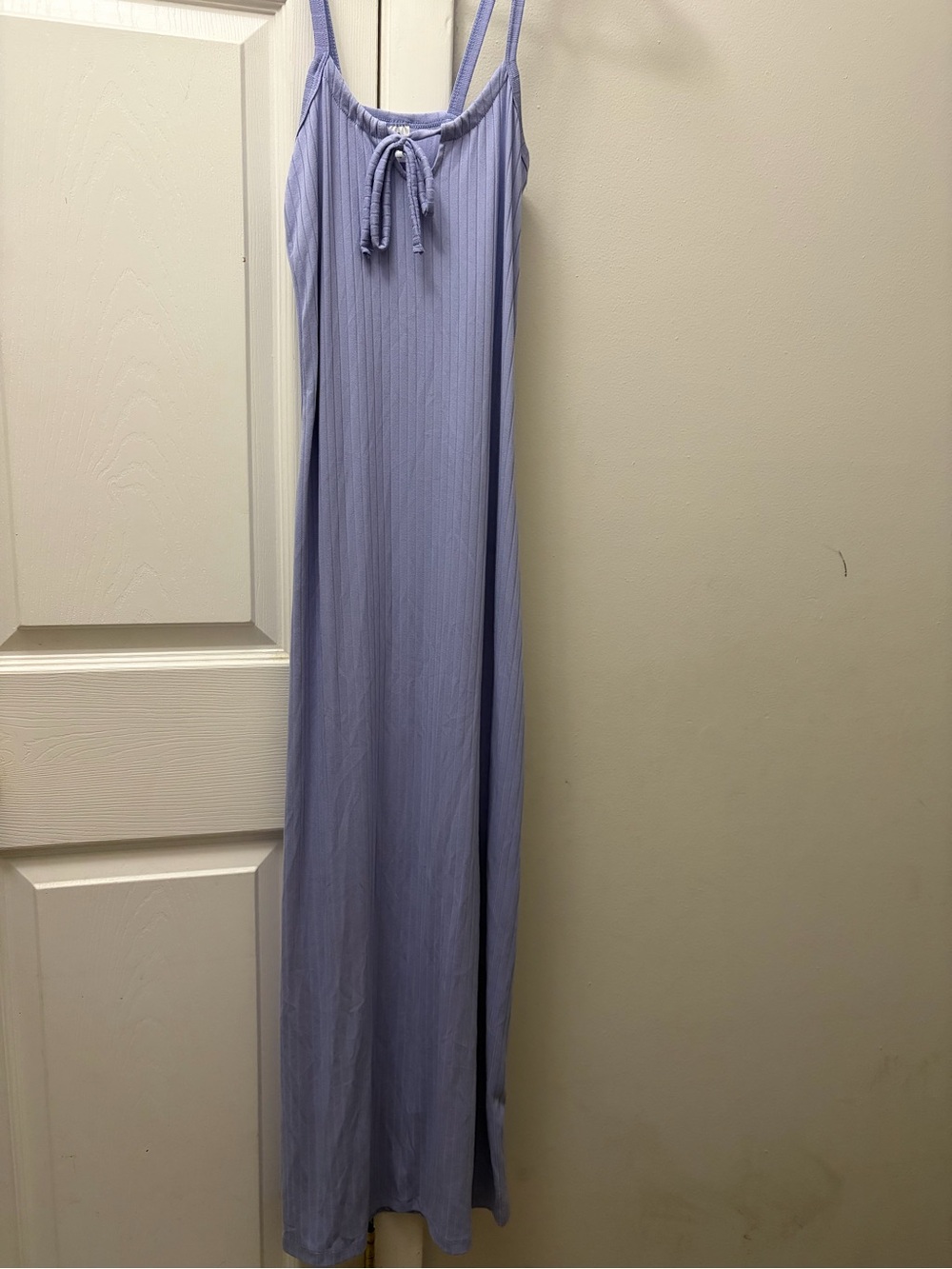 Lilac Ribbed Maxi Slip Dress with Tie Front